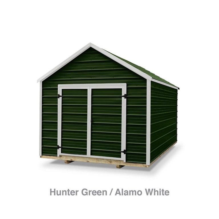 Economy_shed_color_options_website_HunterGreen:AlamoWhite